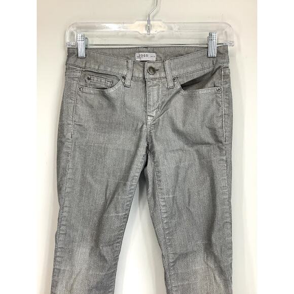 GAP 1969 Silver Skinny Wax-Coated Jeans 24/00 - Picture 3 of 5